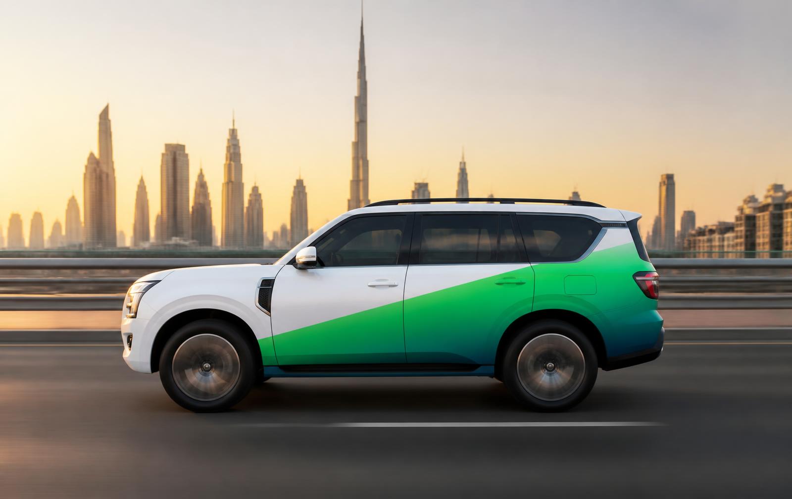 Dubai 92 branded 4x4 on a Dubai road